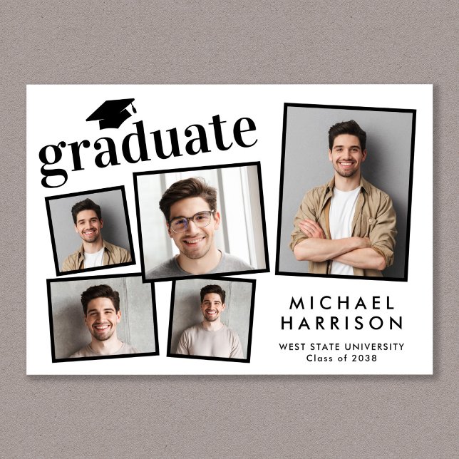Modern 5 Photo Graduation Announcement (Cherish the milestone: share your graduate's achievement with a custom photo graduation announcement)