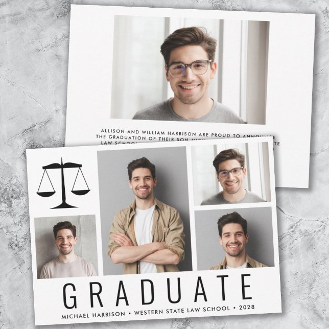 Modern 5 Photo Law School Graduation Announcement (Creator Uploaded)