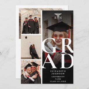 Modern 5 Photo RN Nursing Graduation Party Invitation