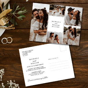 Modern 5-Photo Wedding Invitation Postcard