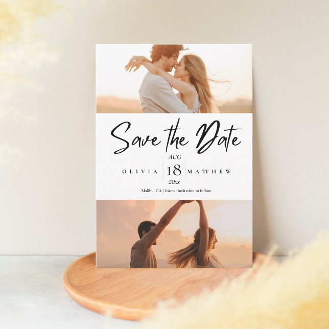 Modern 5 Photo Wedding Save the Dates  Date (Creator Uploaded)