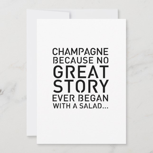 Modern 5x7 Table Sign Champagne Because Invitation (Front)