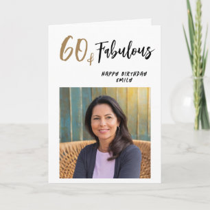 Modern 60 and Fabulous Photo 60th Birthday Card