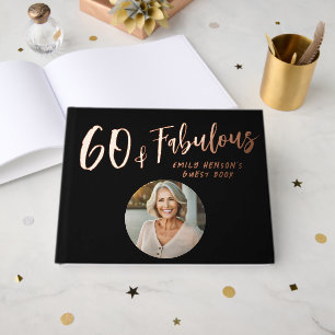 Modern 60 and Fabulous Photo 60th Birthday Party Guest Book