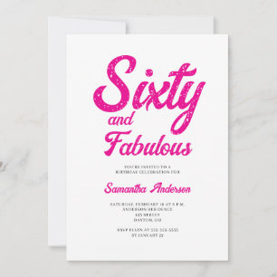 Modern 60 and Fabulous Pink 60th Birthday Party Invitation