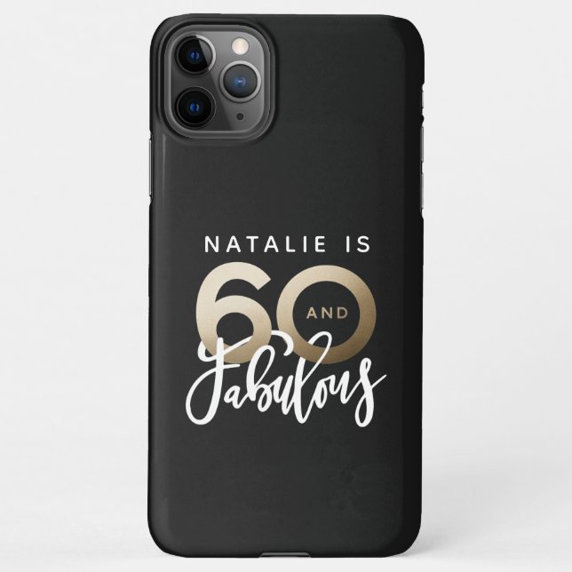 Modern 60th birthday gold typography iPhone case (Back)
