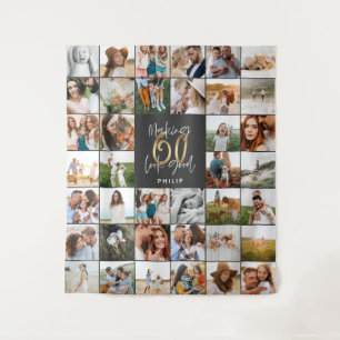 Modern 60th birthday multi photo script gift  tapestry