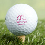 Modern 60th birthday party simple pink golf balls<br><div class="desc">Modern 60th birthday party simple pink golf balls make a wonderful gift for a sixtieth birthday party. Surprise your friends, co-workers, family members or anyone else who is a passionate golfer.60 and wonderful and the birthday girl's name in contemporary pink wording. You can personalise it with the birthday girl's name....</div>