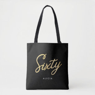 Modern 60th Birthday Simple Sixty Fabulous Gold Tote Bag