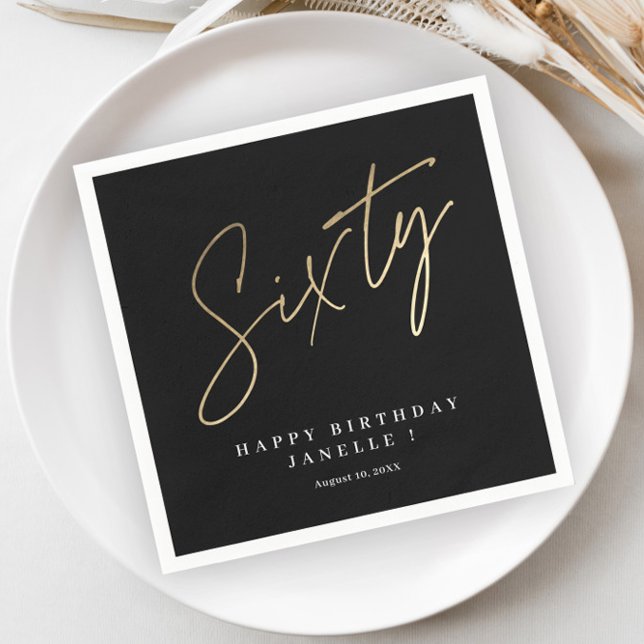 Modern 60th birthday simple stylish elegant napkin (Creator Uploaded)