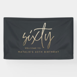 Modern 60th birthday simple stylish elegant script banner