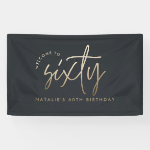 Modern 60th birthday simple stylish elegant script banner
