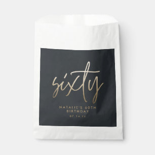 Modern 60th birthday simple stylish elegant script favour bag