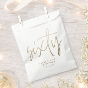 Modern 60th birthday simple stylish elegant script favour bag