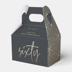 Modern 60th birthday simple stylish elegant script favour box