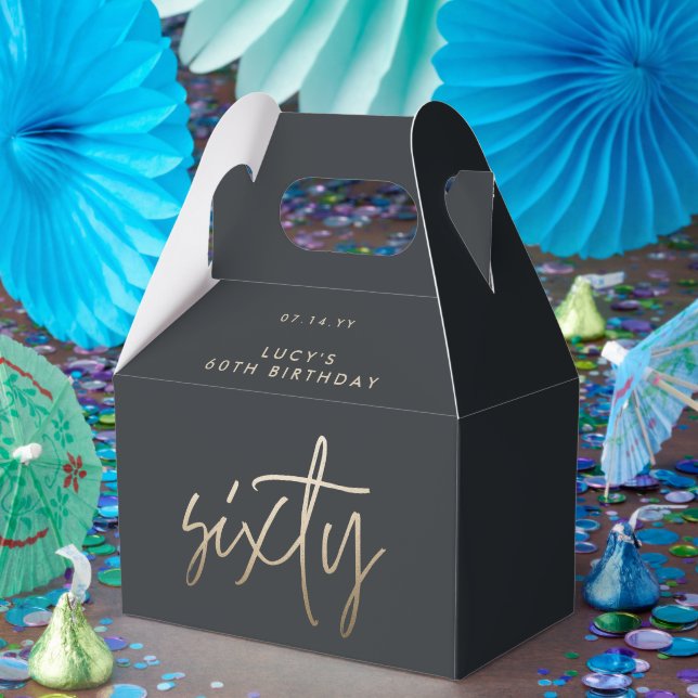 Modern 60th birthday simple stylish elegant script favour box (Party)