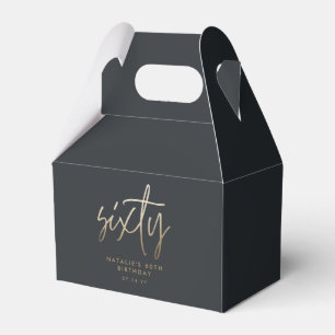 Modern 60th birthday simple stylish elegant script favour box