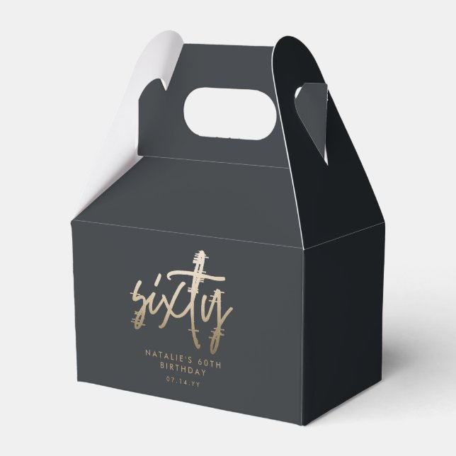 Modern 60th birthday simple stylish elegant script favour box (Front Side)