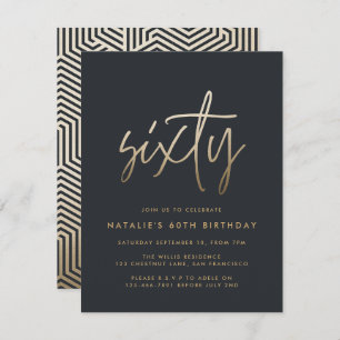Modern 60th birthday simple stylish elegant script invitation