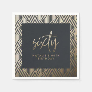 Modern 60th birthday simple stylish elegant script napkin