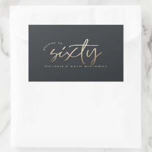 Modern 60th birthday simple stylish elegant script rectangular sticker