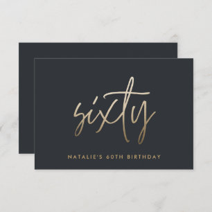 Modern 60th birthday simple stylish elegant script thank you card