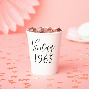Modern 60th Birthday Vintage 1965 Free Party  Paper Cups