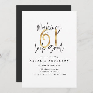 Modern 61st birthday black and gold typography