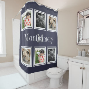 Modern 6 Family Photos & Family Name Shower Curtain