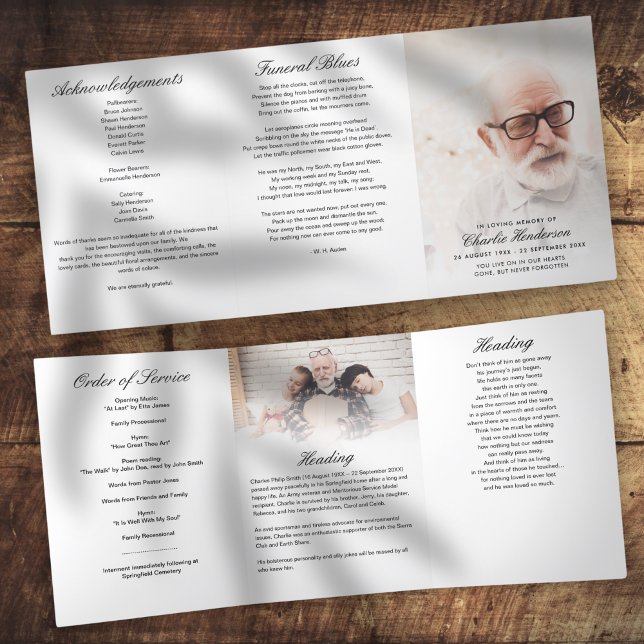 Modern 6-Page Trifold 2-Photo Funeral Program (Creator Uploaded)
