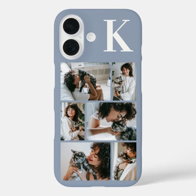 Modern 6 Pet Photo Dusty Blue Case-Mate iPhone Case (Back)