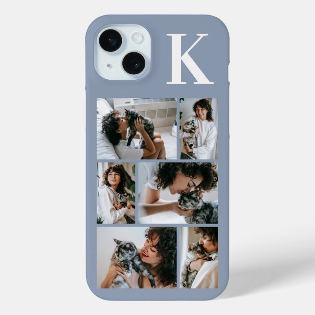 Modern 6 Pet Photo Dusty Blue Case-Mate iPhone Case (Back)