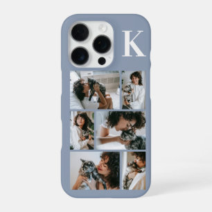 Modern 6 Pet Photo Dusty Blue iPhone 16 Pro Case