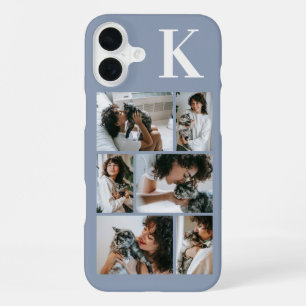 Modern 6 Pet Photo Dusty Blue iPhone 16 Plus Case