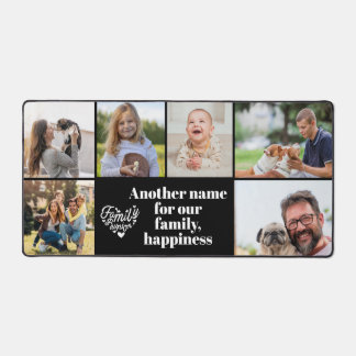 Modern 6 Photo Collage and Text Custom Monogram De Desk Mat
