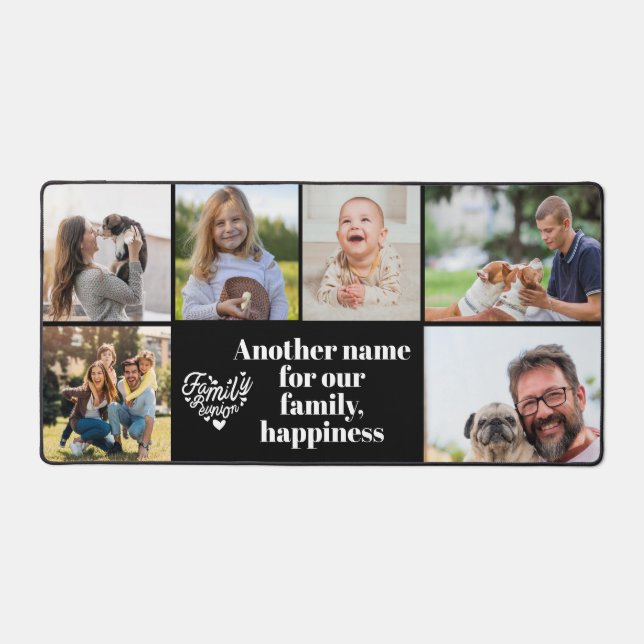 Modern 6 Photo Collage and Text Custom Monogram De Desk Mat (Front)