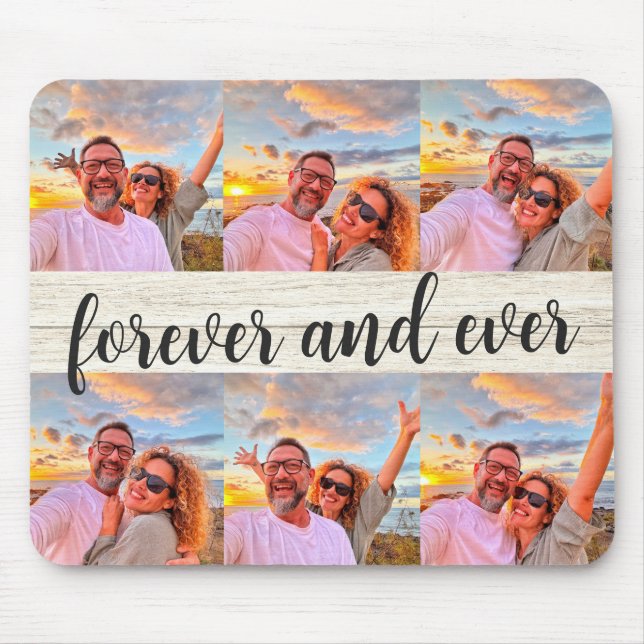 Modern 6 Photo Collage Custom Monogram Mouse Pad (Front)