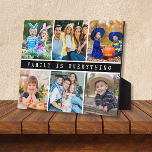 Modern 6 Photo Collage Family Is Everything Quote Plaque