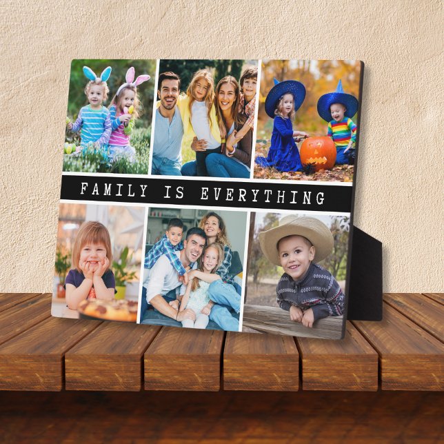 Modern 6 Photo Collage Family Is Everything Quote  Plaque (Creator Uploaded)