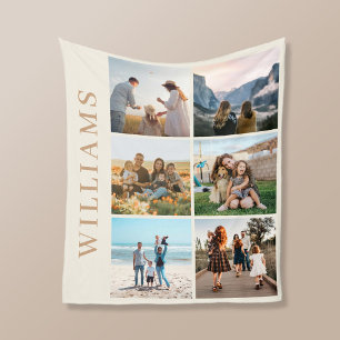 Modern 6 Photo Collage Fleece Blanket
