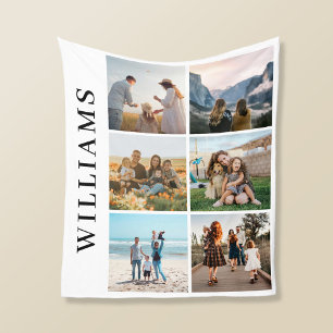 Modern 6 Photo Collage Fleece Blanket