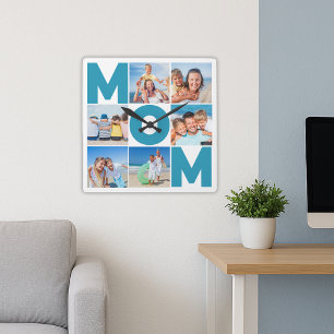 Modern 6 Photo Collage for Mum – Custom Gift Square Wall Clock
