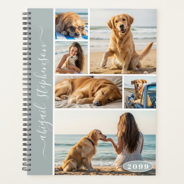 Modern 6 Photo Collage Personalised Custom Planner (Front)