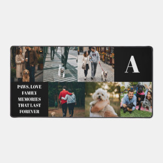 Modern 6 Photo Collage Personalised Monogram Desk Mat