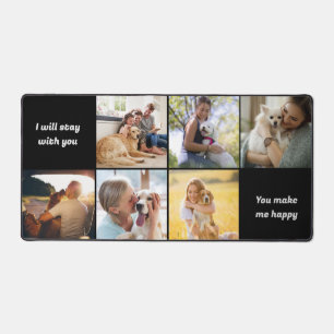 Modern 6 Photo Collage Personalised Monogram Desk Mat