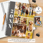 Modern 6 Photo Collage Personalised Planner<br><div class="desc">Create your own personalised planner utilising this easy-to-upload photo collage template with 6 photos on the front with your family name, your name or other custom text and a full-size photo on the back cover. CHANGES: You can change the background and rectangle fill colours as well as any text font...</div>