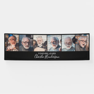 Modern 6-Photo Custom Text Funeral Banner