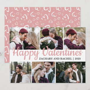 Modern 6 Photo Storyboard Valentines Greeting Holiday Card