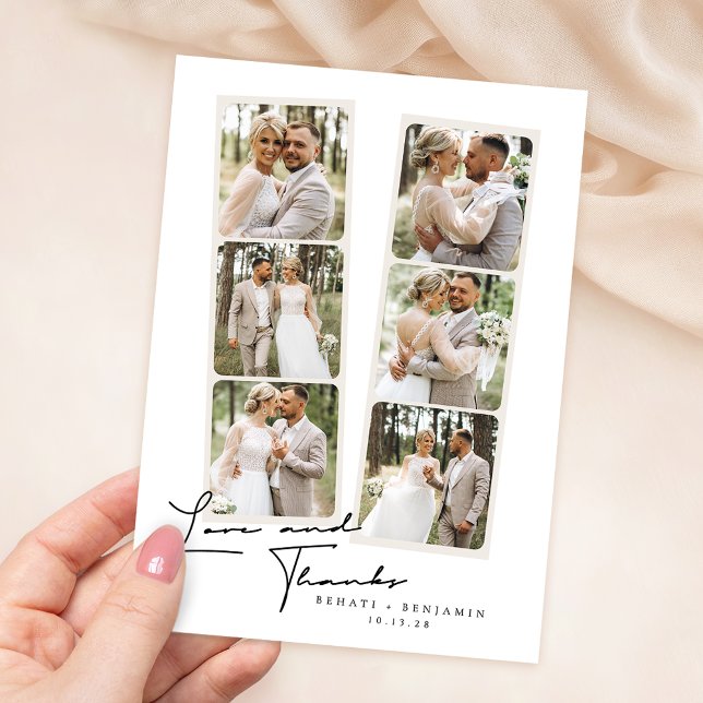 Modern 6 Photo Wedding Thank You Card (Creator Uploaded)