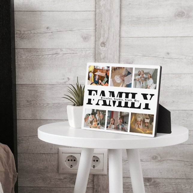Modern 6 Photo White Family Photo Collage Plaque (Creator Uploaded)
